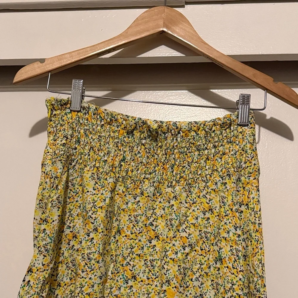 AFRM Yellow Floral Asymmetrical Midi Skirt - Picture 5 of 8
